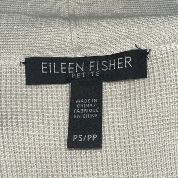 Eileen Fisher Petite Open Cardigan Half Sleeve‎ Sweater Cream P/S P/P - Picture 6 of 7